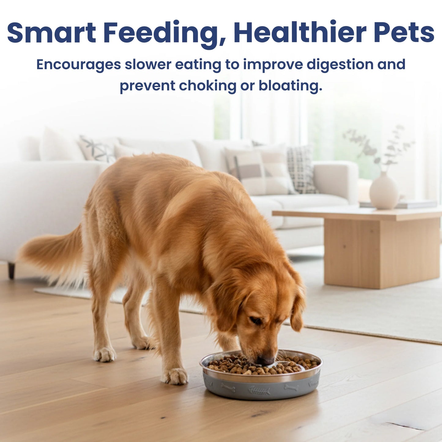 Stainless Steel Ridged Slow Feeder Dog Bowl
