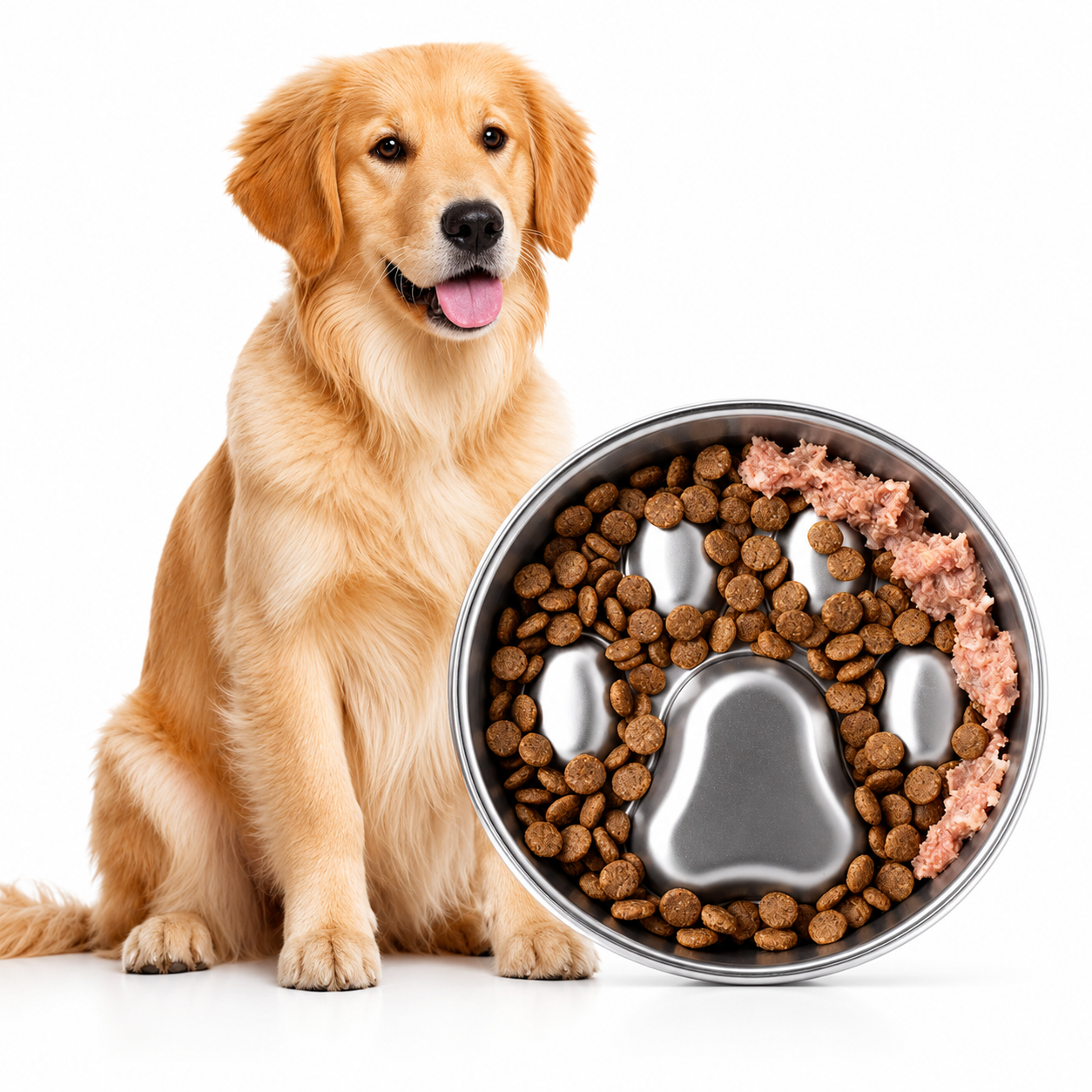 Stainless Steel Ridged Slow Feeder Dog Bowl