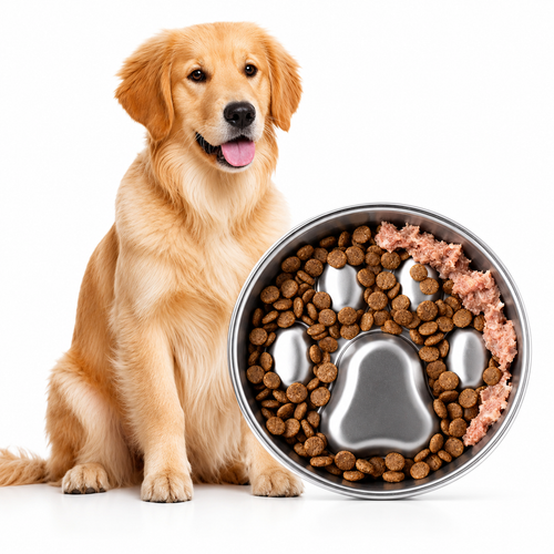 Stainless Steel Ridged Slow Feeder Dog Bowl